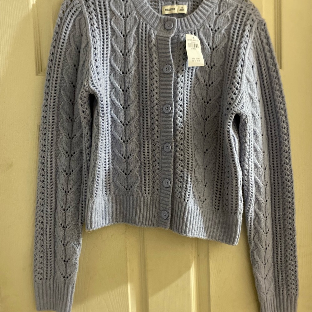 Hollister Light Gray Button-Up Cardigan